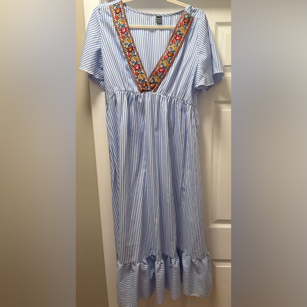 SHEIN Blue and Red Maxi Dress